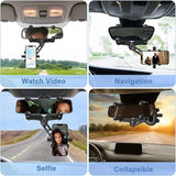 Phone Mount for Car, 2024 Upgraded Rear View Mirror Phone Holder, Universal Mount, Rotatable Phone Holder for Car Compatible